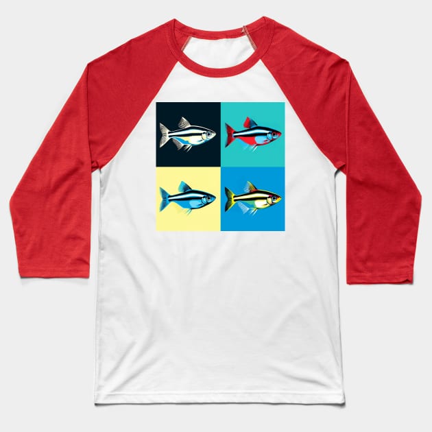 Glowlight Tetra - Cool Tropical Fish Baseball T-Shirt by PawPopArt